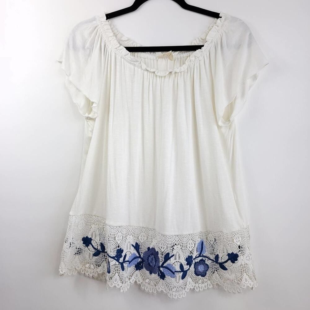 Adiva Off-Shoulder Lace Embroidered Floral Top - Picture 3 of 11